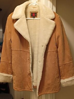 Gallery Tan Suede Teddy Coat with Cream Shearling